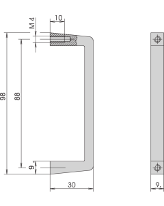 HANDLE ALUMINIUM 98MM