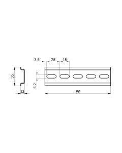 OMEGA DIN RAIL 35-15 375L (10X)