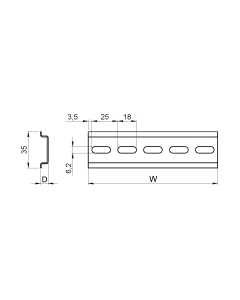 OMEGA DIN RAIL 35-7,5 125L (4X)